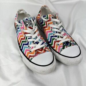 Converse Chuck Taylor All Star Low Top Rainbow Chevron Canvas Sneakers Women's 8